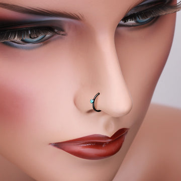 Detail View 1 of Colorline Opal Sparkle Bendable Steel Nose Hoop-Black/Black